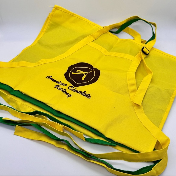 American Chocolate Factory 3 Piece Yellow Green Children's Aprons - Picture 2 of 9